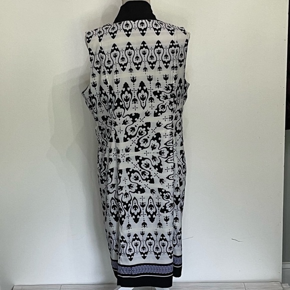 Nicole by Nicole Miller Sleeveless V-neck Button Front Damask Midi Dress; 14 - Picture 2 of 15